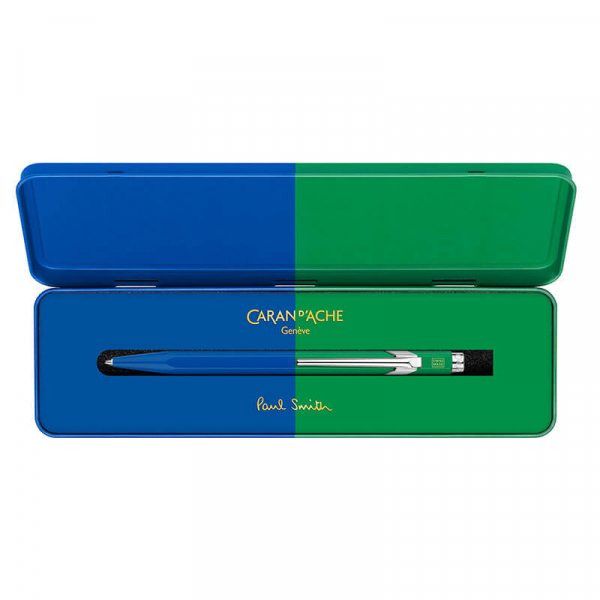 caran d ache 849 Kugelschreiber designed von Paul Smith 4 Edit in cobalt blau-emerald grün, offen